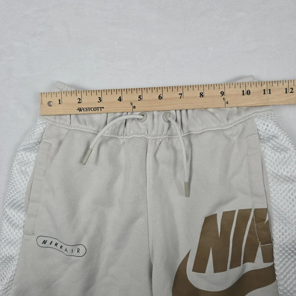 Nike Air Boys French Terry Mesh Panel Athletic Shorts Grey Khaki Medium